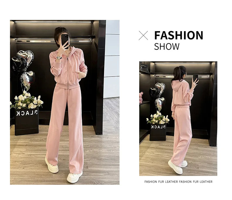 Ensemble de vêtements de sport décontractés pour femmes, sweat à capuche amincissant pour jeunes, tendance, deux pièces, en Polyester, manches longues, confortable, printemps automne