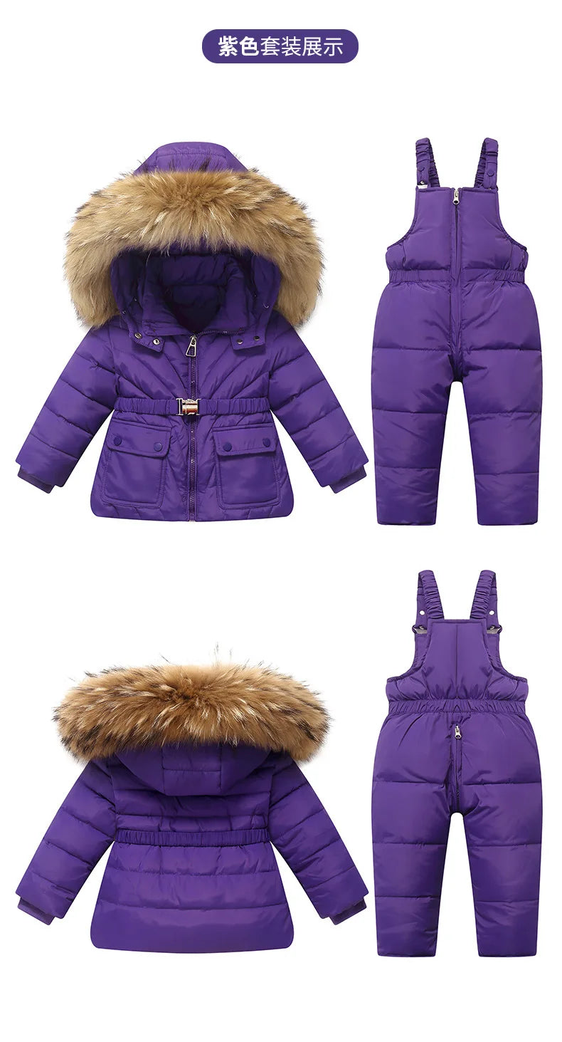 OLEKID 2025 hiver enfants fille doudoune enfant en bas âge fille combinaison 2 pièces ensemble de vêtements 1-5 ans enfants bébé filles vêtements d'extérieur vêtements de neige