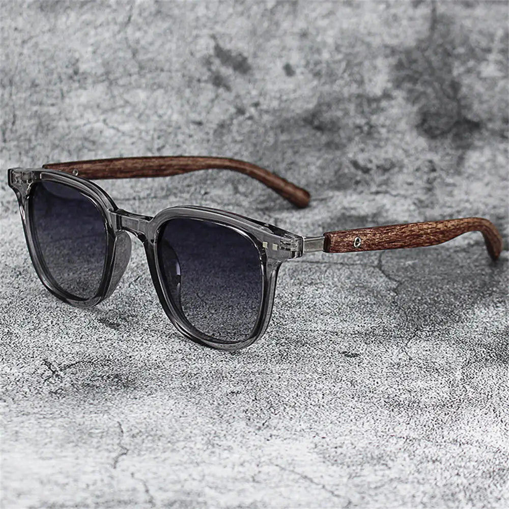 Lunettes de soleil classiques avec branches à motif de grain de bois, petit cadre carré pour hommes, lunettes de soleil de haute qualité pour femmes, lunettes de pêche avec protection UV400.
