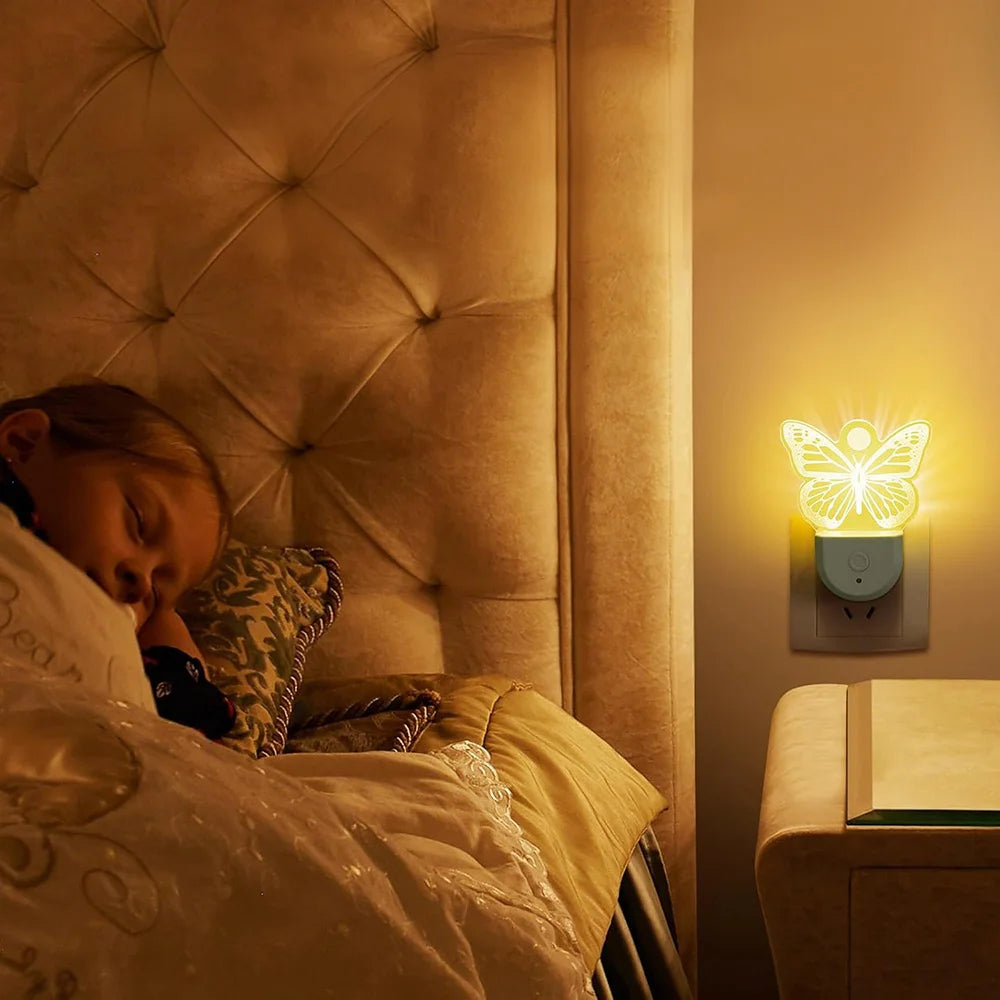 Veilleuses à brancher dans le mur, veilleuse à couleur changeante pour enfants, veilleuse LED RGB avec capteur du crépuscule à l'aube pour chambre d'enfants
