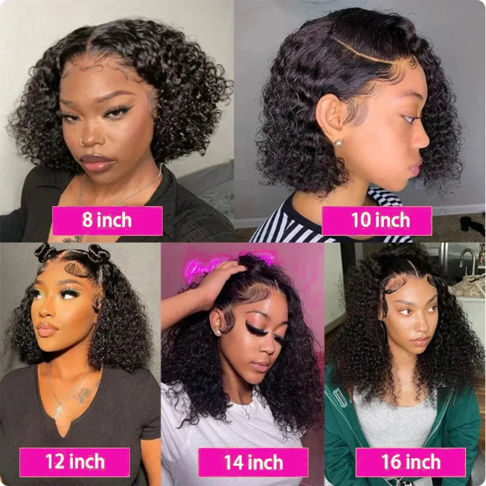 100% cheveux humains lâche vague profonde courte Bob perruques cheveux humains 13x4 Transparent dentelle avant perruque 16 pouces 200 densité perruque vietnamienne