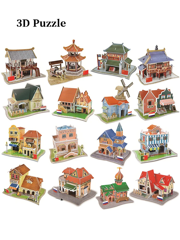 Jouets éducatifs Puzzles 3D jouets enfants développement intellectuel mondes Construction de bâtiments célèbres Puzzles 3D jouet