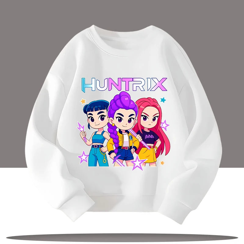 Vêtements pour enfants K-pop chasseurs de démons dessin animé imprimé 3-12 ans nouveau Style enfants col rond Sport chemise mignon fille haut décontracté