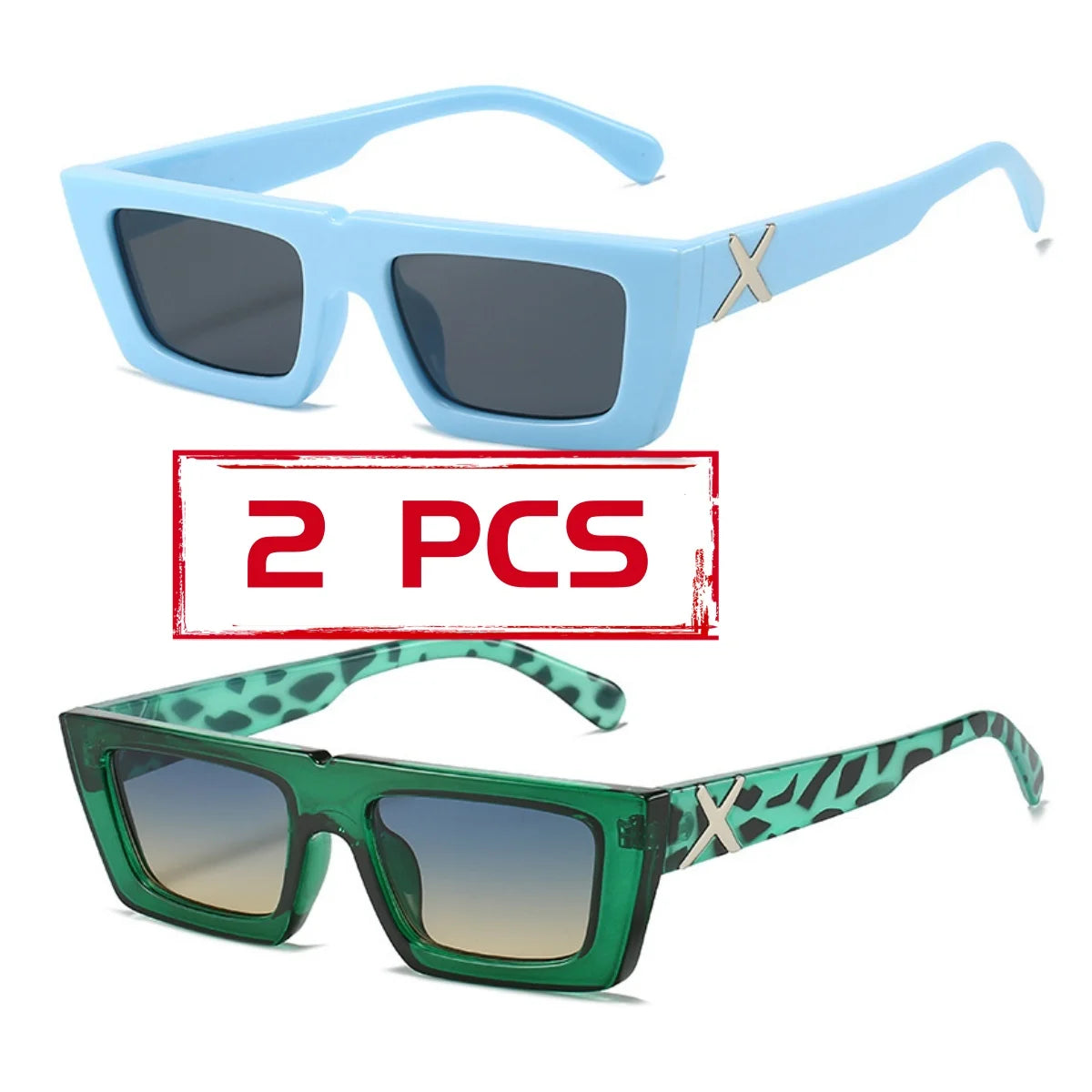 Lunettes de soleil à spoage X, petit cadre carré, temples personnalisés, accessoires streetwear quotidiens pour femmes, protection UV pour hommes, conduite