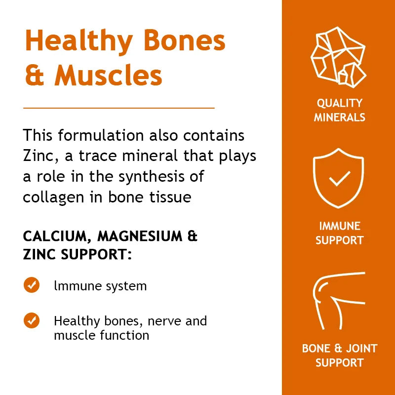 Supplément Calcium Magnésium Zinc D3 - Calcium 1000mg - Magnésium 400mg - Zinc 25mg Plus Vitamine D3 |   Non OGM |   Sans gluten