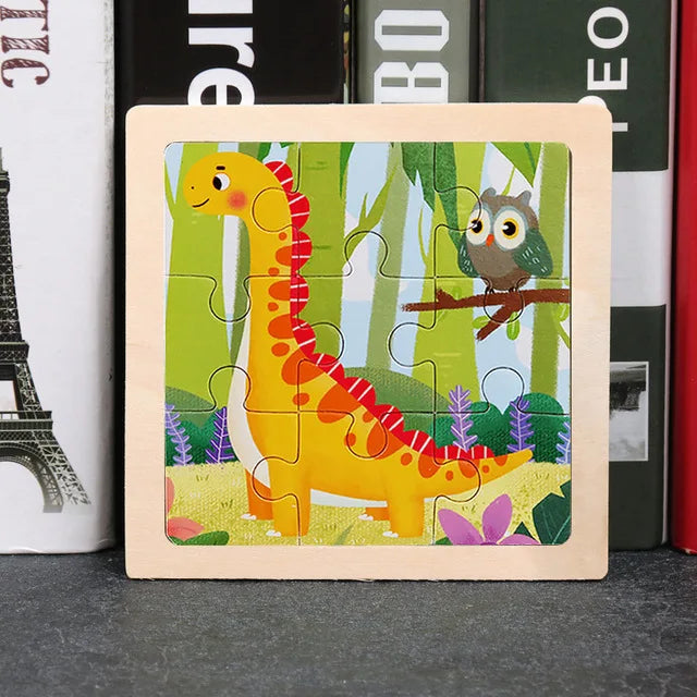 Puzzle en bois de petite taille, jouets Montessori pour bébé, jeu de société 3D, jouets éducatifs, cadeau pour enfants, 9 pièces