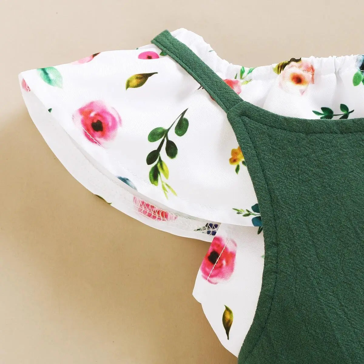 Ensemble de vêtements pour petites filles de 1 à 5 ans, imprimé Floral, feuille de Lotus, haut court + pantalon à bretelles, tenue mignonne à la mode, 2 pièces