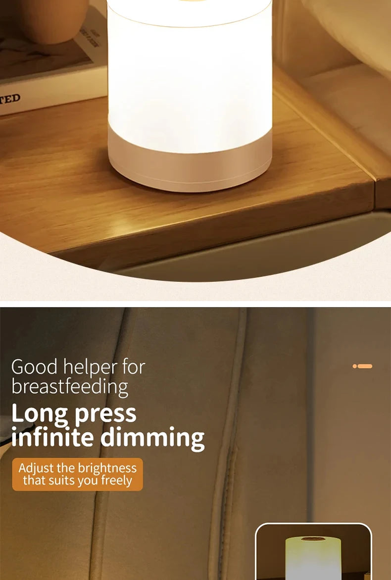 Veilleuse LED à capteur tactile pour enfants, lumière à intensité variable en continu, à côté de la lampe, chargement USB, lampe de table, veilleuse pour bébé, chambre à coucher