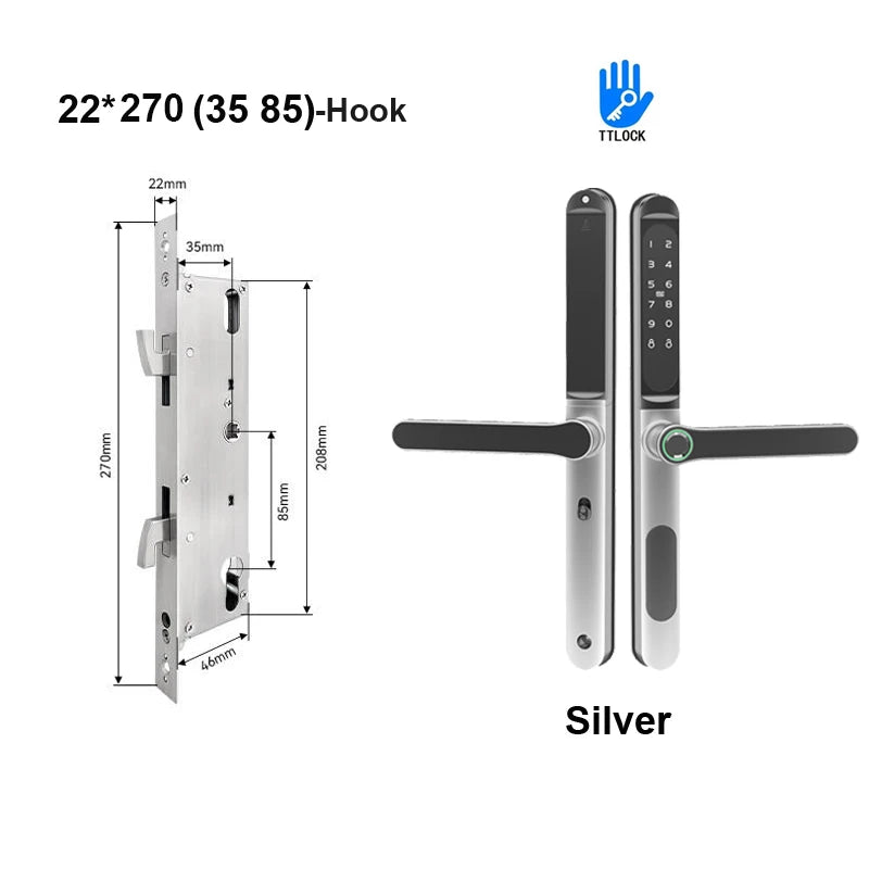 Serrure intelligente pour porte coulissante, étanche, mince, 2.8CM, mot de passe par empreinte digitale, carte IC, clé, compatible avec l'application TTlock et l'en-tête biométrique Alexa