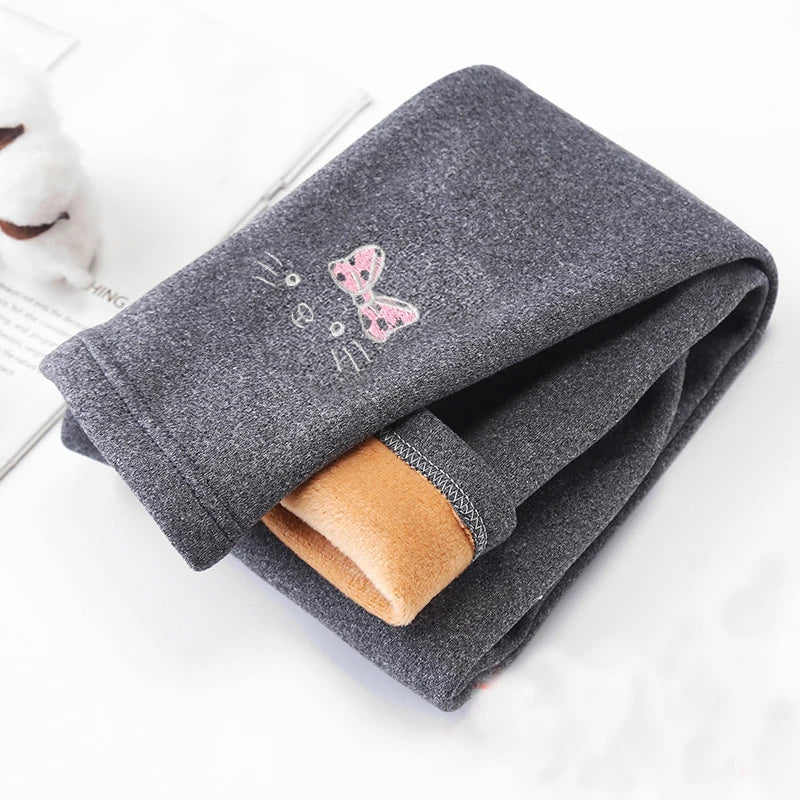 Thick and warm velvet leggings for girls aged 2 to 8 years, tights with a knee-length hem, for children, autumn and winter