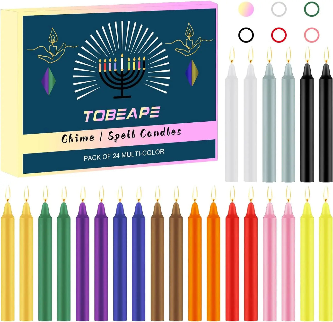 24 pieces of 4 colored waxes, dripless, smokeless, fragrance-free, dinner candles for home, hand-drawn, high quality, suitable for church, wedding, parties, emergency situations