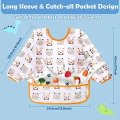 Bavoir de dessin animé en Silicone pour bébé de 0 à 6 ans, bavoirs doux, vêtements mignons pour tout-petits, sans BPA, tablier imperméable à manches longues
