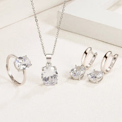 ElassorZkeys-Ensembles de bijoux en argent regardé 925 pour femmes, bague, collier, boucles d'oreilles, accessoires de luxe, offres