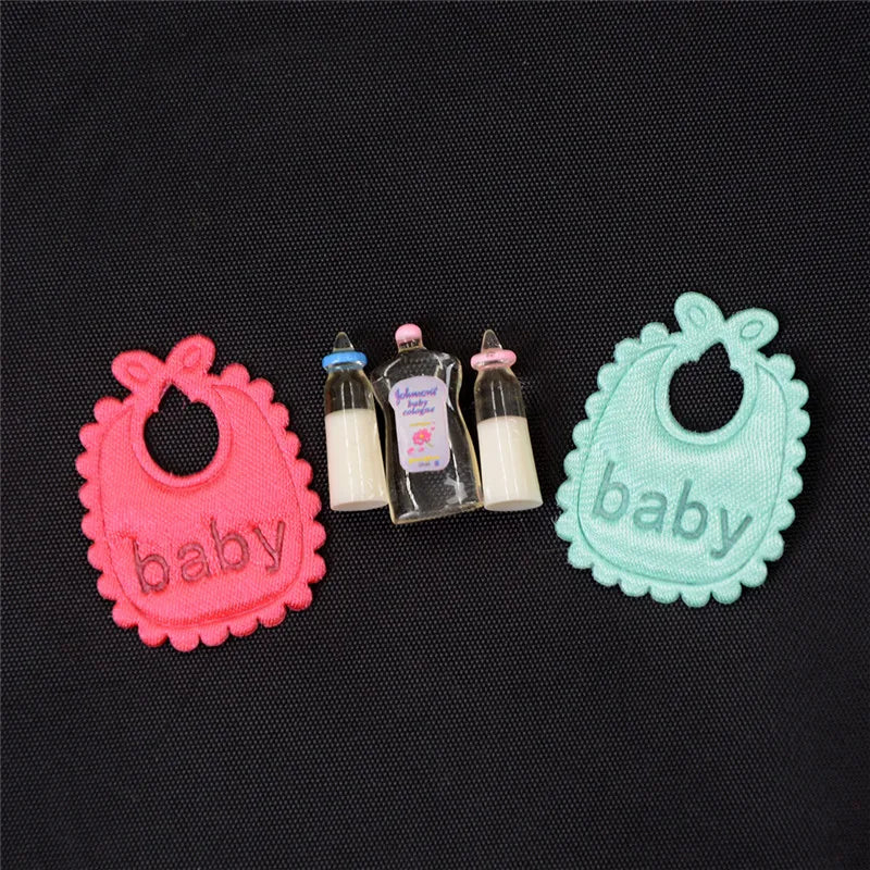 1:12 scale dollhouse, miniature baby bottles, bib and shampoo set, nursery accessory, gift