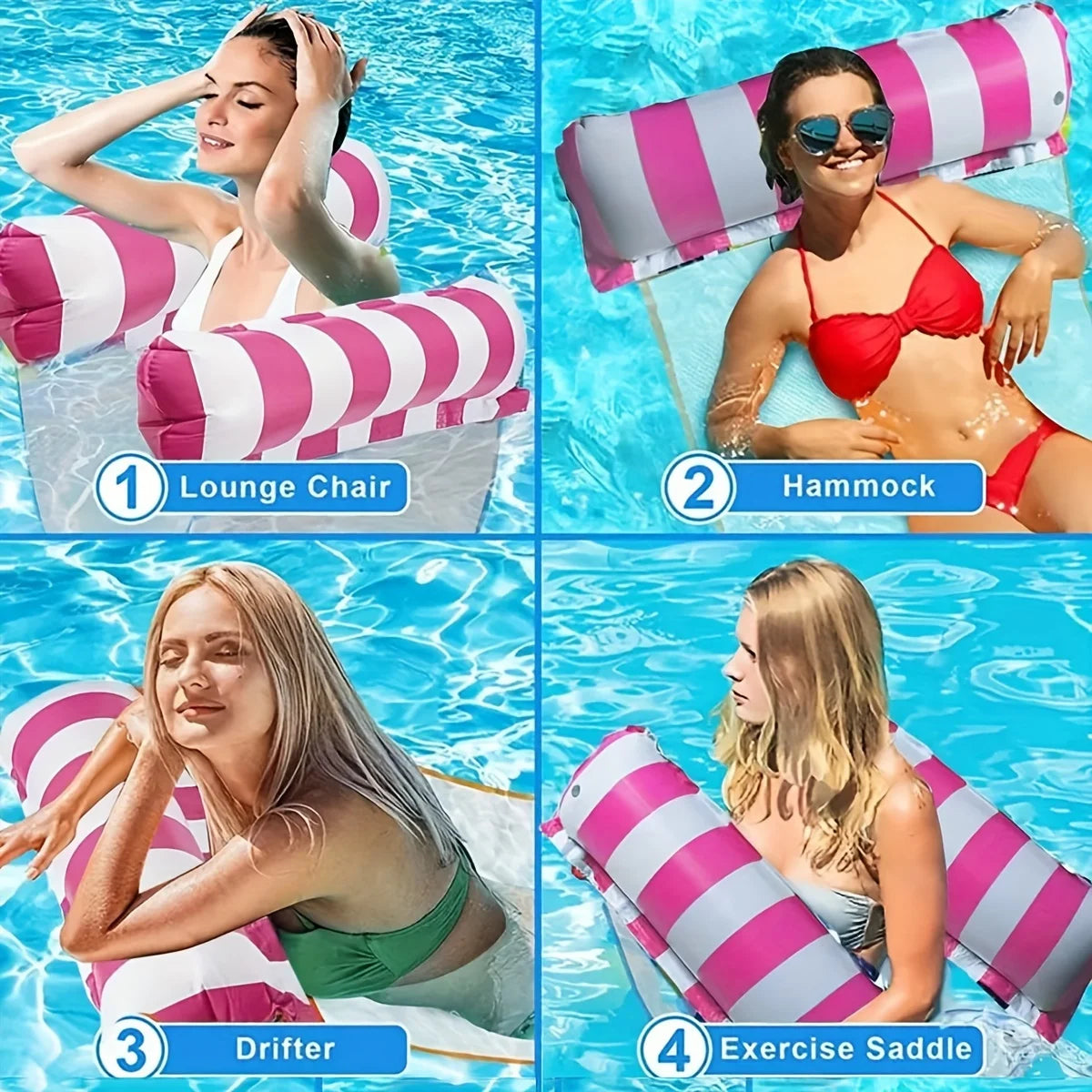 Chaises longues de piscine à rayures de qualité supérieure – Matelas de bain de soleil durables, parfait pour les fêtes à la piscine et les aventures sur la plage