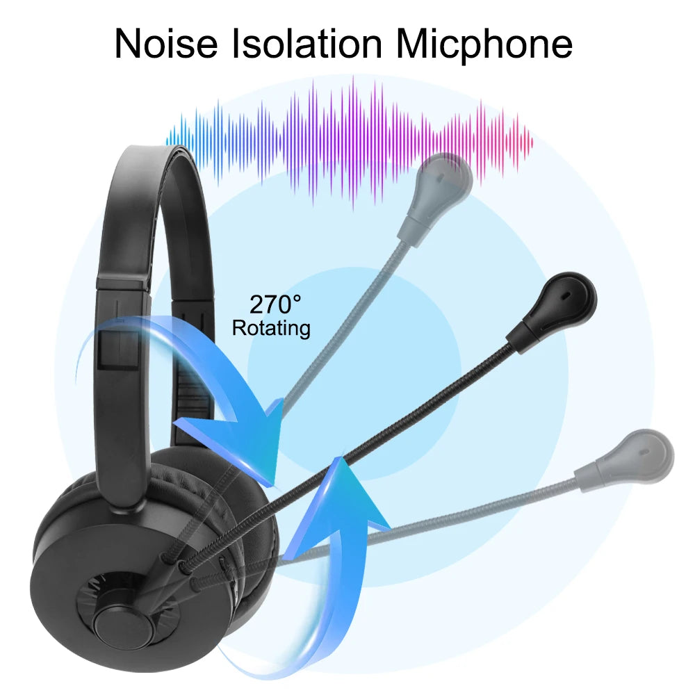 Casque sans fil Bluetooth 5.0 avec microphone antibruit, idéal pour les conducteurs de camion, les bureaux, les travaux sur le centre d'appels
