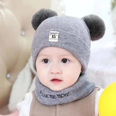 Bonnet en tricot avec pompon pour enfants chapeaux chauds pour bébés chapeau pour enfants accessoires pour garçons et filles document solide automne et hiver