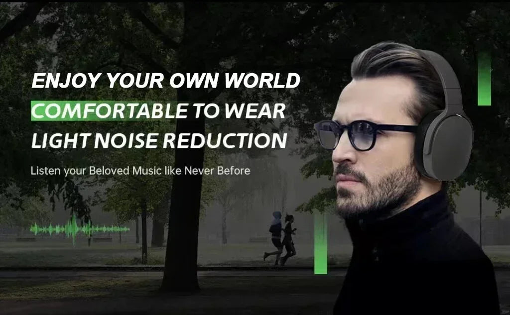 Casque sans fil Bluetooth casque sur l'oreille Hifi stéréo véritable sport écouteurs TF AUX lecteur de musique avec micro HD