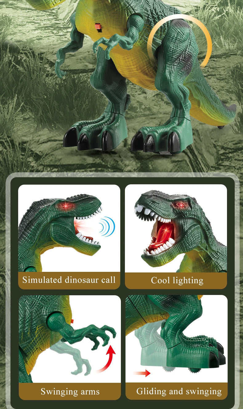 Dinosaur toys for children 3+, electric audiovisual dinosaur model, electronic walking robot, dinosaur toy, battery not included