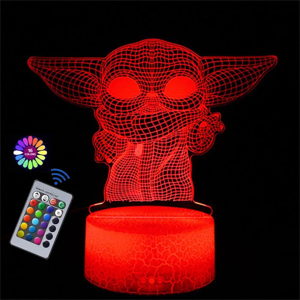 Veilleuse 3D pour enfants, lumière pour bébé, décoration de chambre, Charge USB, lampe d'illusion 3D avec télécommande de synchronisation, cadeau de noël et d'anniversaire
