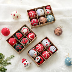 6 felt Christmas decoration balls, small hanging snowflakes, snowman garland, Christmas tree decorations, Christmas gifts