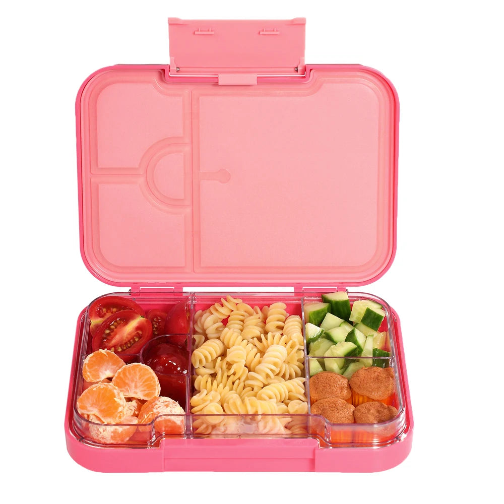 Boîte à lunch Bento pour enfants avec 4/6 compartiments, récipient alimentaire sans BPA, passe au micro-ondes et au lave-vaisselle pour les repas, l'école