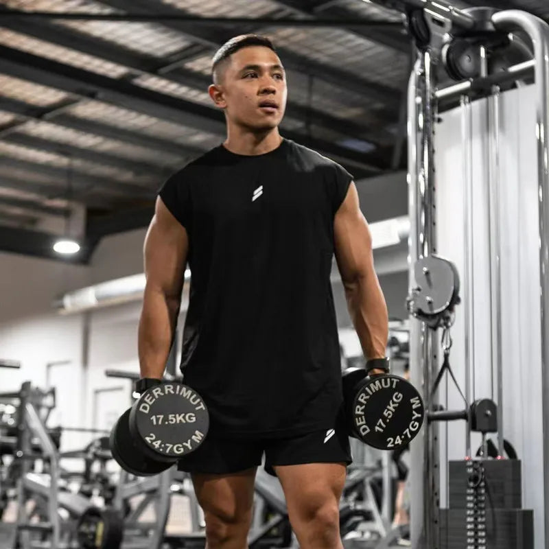 Camiseta deportiva sin mangas para hombre, chaleco de secado rápido, transpirable, ample, pour entraînement, Verano