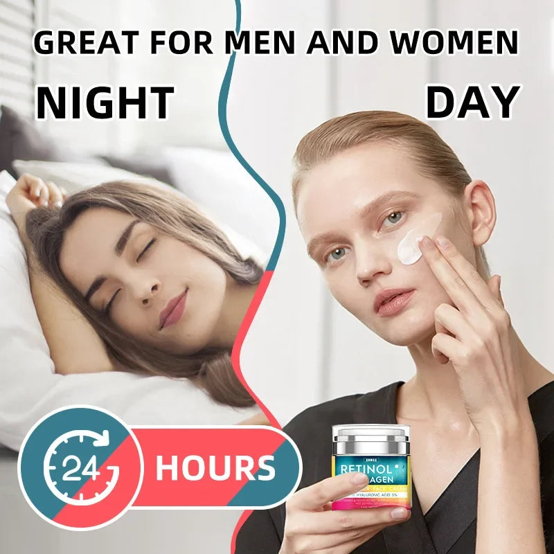 Crème pour le visage au rétinol, hydratante, raffermissante, éclaircissante, au collagène, à l'acide hyaluronique, produits de soins pour la peau, 50ml