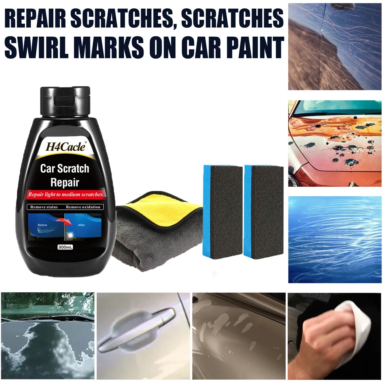 Car scratch repair cream, paint, scratch polishing, car care, restoration, car scratch remover varnish