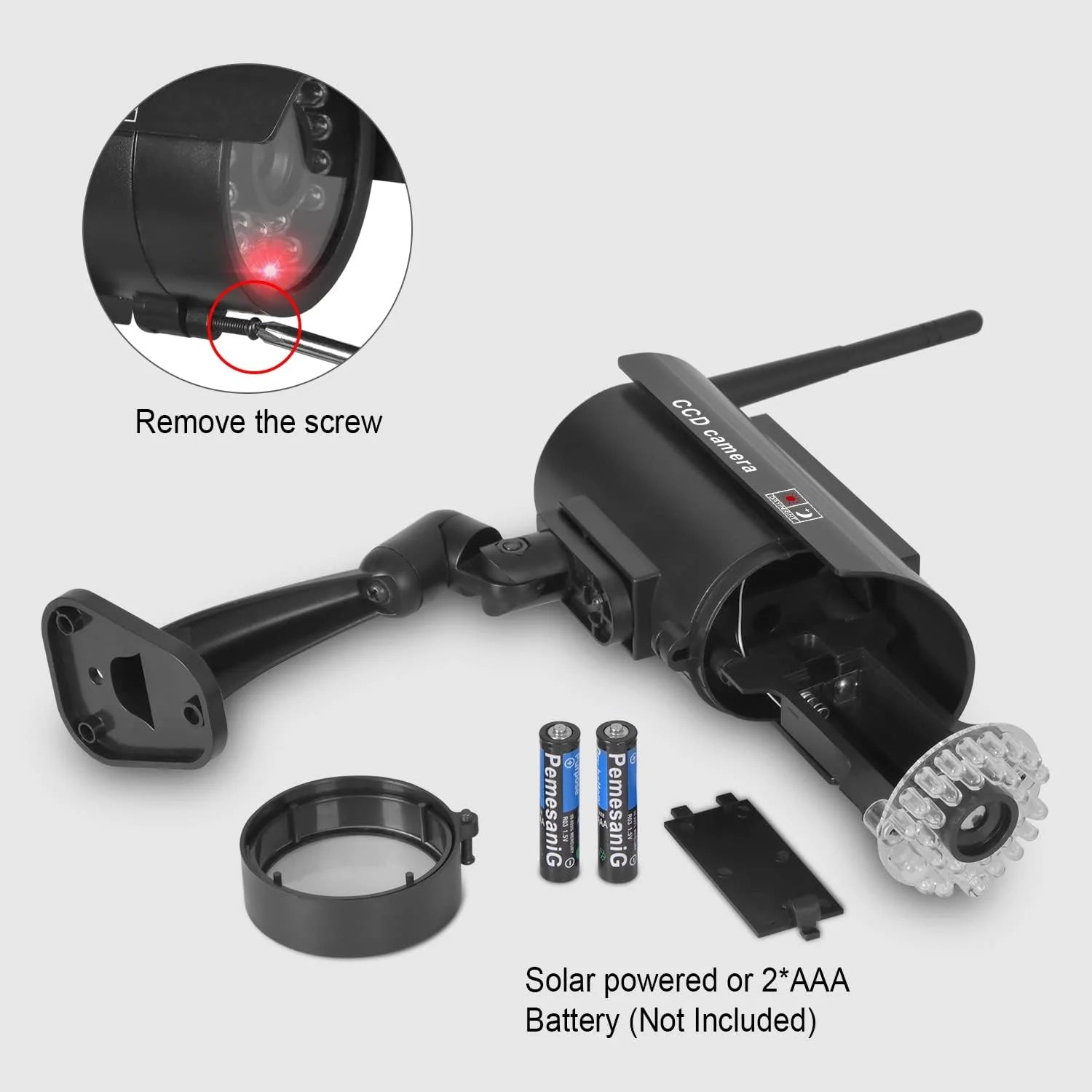 Fausse caméra factice à énergie solaire cctv sécurité wifi sans fil extérieur clignotant led vidéo surveillance caméra factice