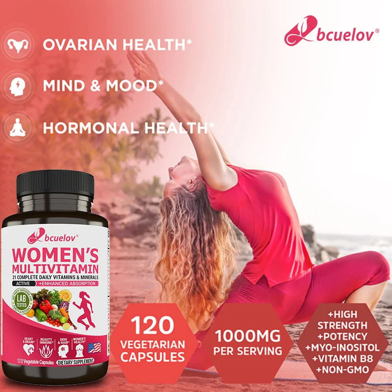 Supplément multivitaminé multiminéral pour femme - Magnésium Biotine Calcium Zinc Sélénium - Soutient les articulations de la peau des ongles