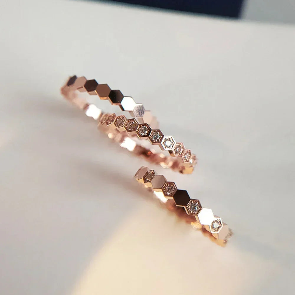 Bagues de fiançailles pour femmes, Design Simple, à la mode, pour mariage, couleur or Rose/argent, bijoux