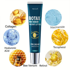 Gel raffermissant pour les yeux, estompe les ridules, contient la caféine, le rétinol et l'acide hyaluronique, hydrate et raffermit la peau, sans alcool