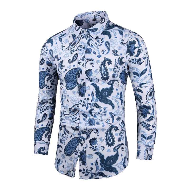 Chemise Slim Zones Me pour hommes, tenues florales, streetwear vintage, style chinois, chemises provoqué à manches longues, chemisiers pour hommes, 2022