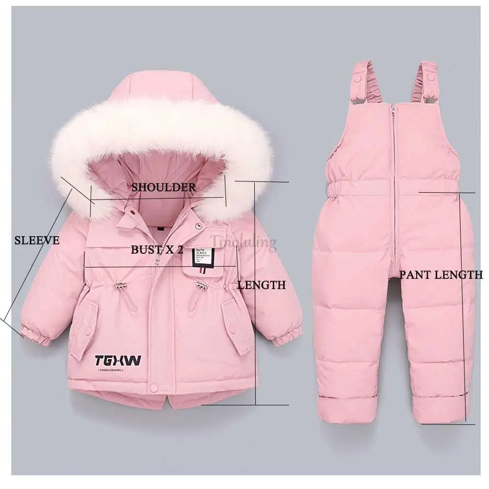 Ensembles de vêtements pour tout-petits, combinaisons de neige d'hiver pour bébés filles, doudounes chaudes, combinaisons à capuche en fourrure optique, combinaisons trempées, 0-3 ans