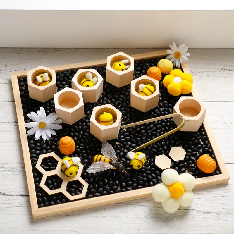 Puzzle en bois abeille jouets Montessori jouets pour bébé motricité Fine jouet bébé 0 12 mois jeux assortis jouets éducatifs précoces cadeau