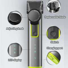 Tondeuse à barbe électrique sans fil pour hommes, tondeuse à cheveux réglable, kit de barbiers professionnels étanches, tondeuses à moustache pour hommes