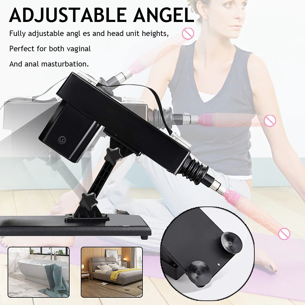 Sex machine, adult toy, automatic thrusting device for men and women, masturbation, adjustable vaginal and anal massage, pump gun