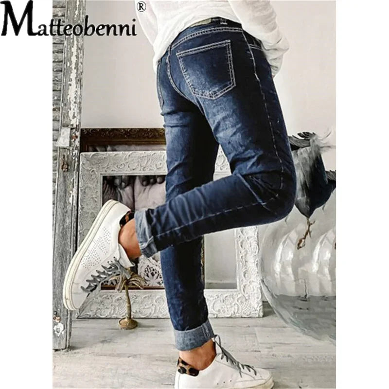 Jean à boutonnage pour femmes, pantalon en Denim droit, taille haute, bleu, ample, délavé, mode, Vintage, Streetwear, 2024