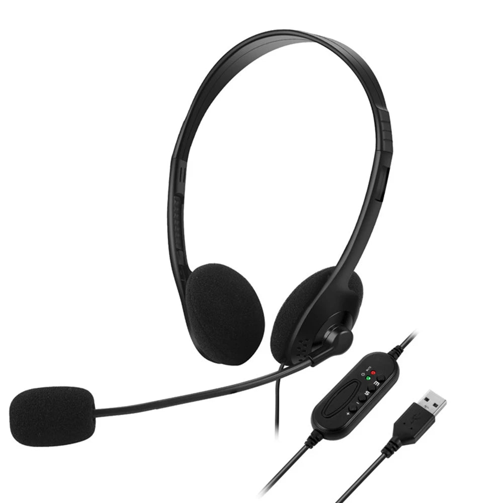 Casque USB avec microphone, réduction du bruit, pour appels sur ordinateur, chat, centre d'appels, casque de service