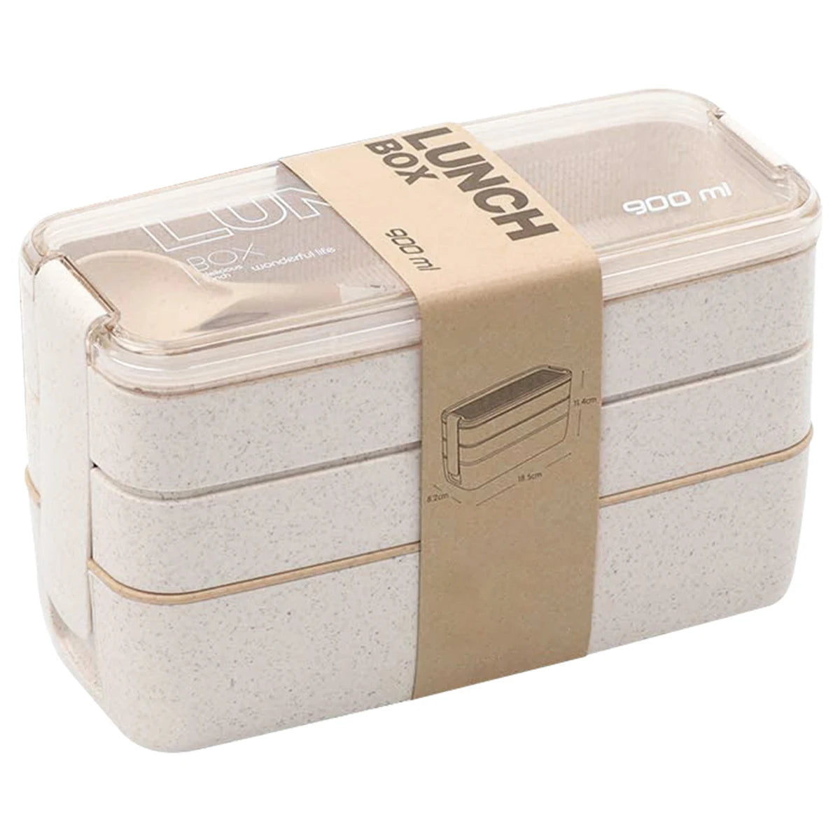 Boîte à Bento de 900ml pour enfants, 3 boîtes à déjeuner empilables, anti-fuite, récipient alimentaire Portable, paille de blé, boîte de stockage des aliments, lave-vaisselle