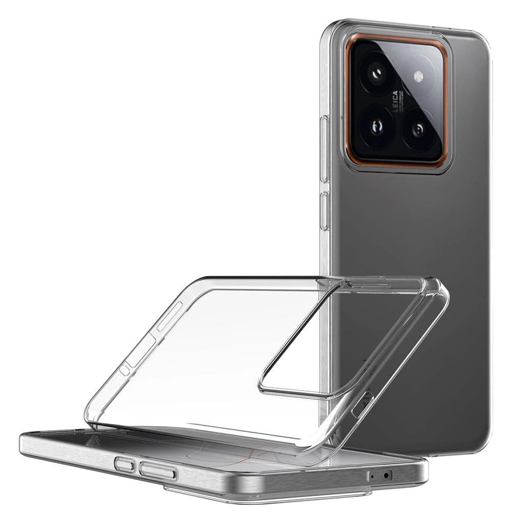 Coque souple en Silicone d'origine pour Xiaomi Mi 14 14T 13 13T T Pro, Coque transparente Ultra fine, Coque arrière antichoc