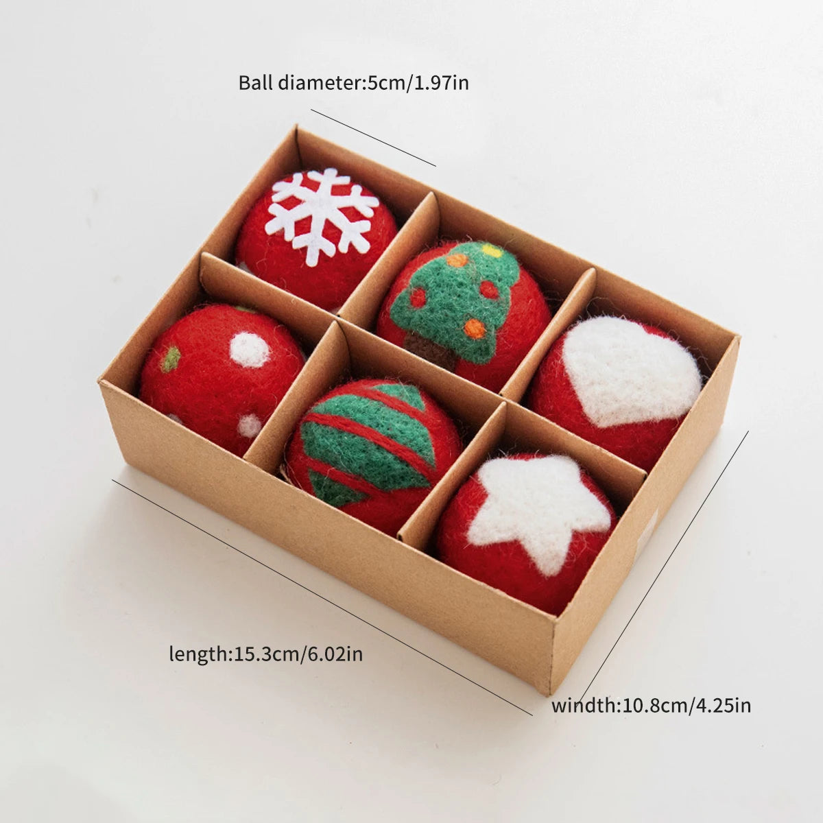 6 felt Christmas decoration balls, small hanging snowflakes, snowman garland, Christmas tree decorations, Christmas gifts