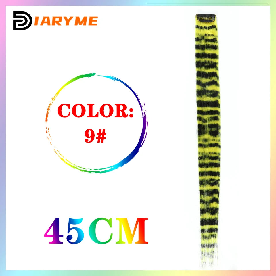 Colorful curly synthetic hair extensions for girls, long clip-in hairpiece, multicolored party strands, wig piece, for women and children