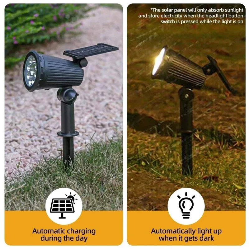 9 LED Solar Garden Spotlights, IP65 Waterproof, Adjustable Brightness, for Outdoor Backyard, Driveway, Lawn Decor Lighting
