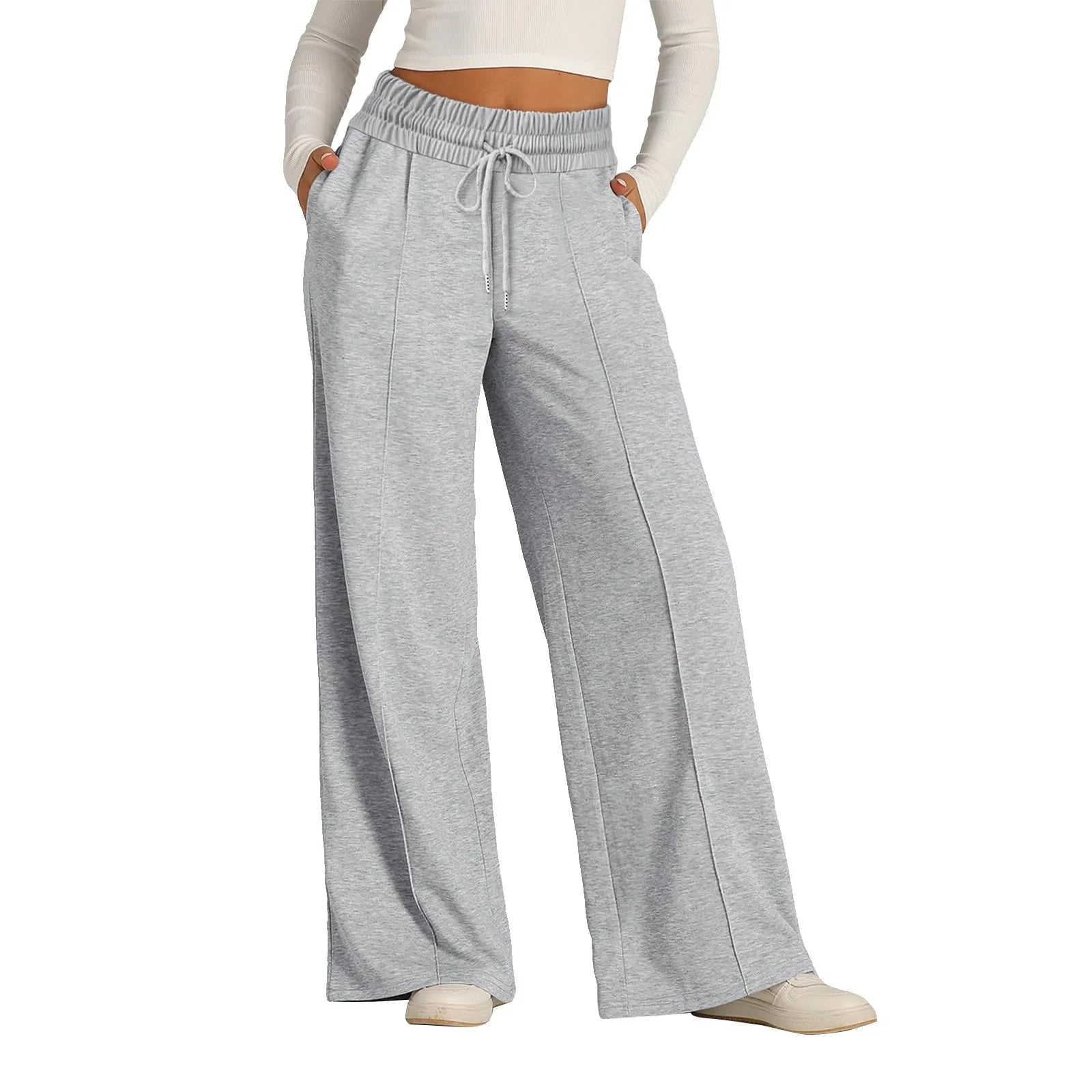 Pantalon de survêtement en polaire pour femmes, Streetwear, taille haute, ample, décontracté, droit, Sport, jambes larges, Baggy, jogging