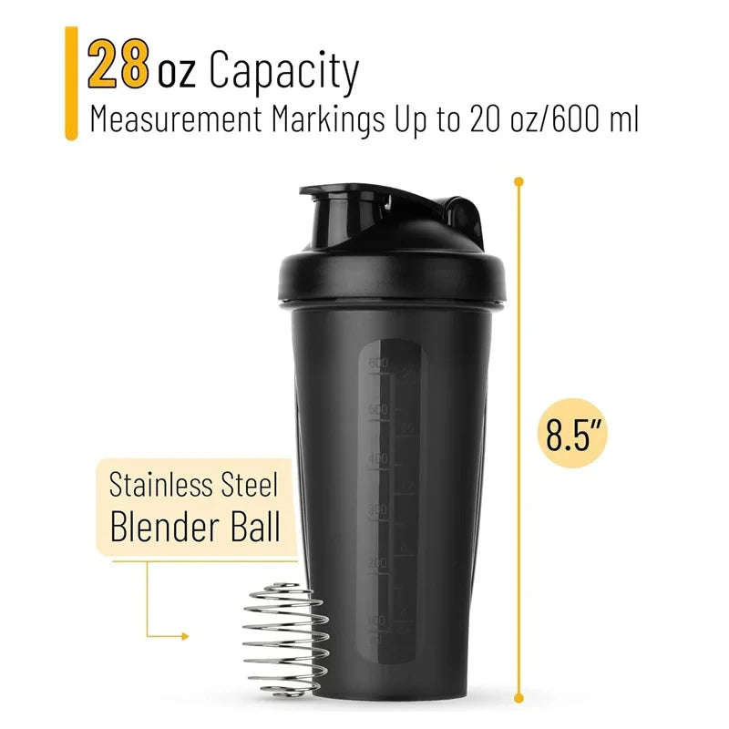 Bouteille Shaker de 600ml, bouteille en plastique Shaker de protéines de 20oz, bouteille de Fitness Portable pour les amateurs de Fitness et les athlètes