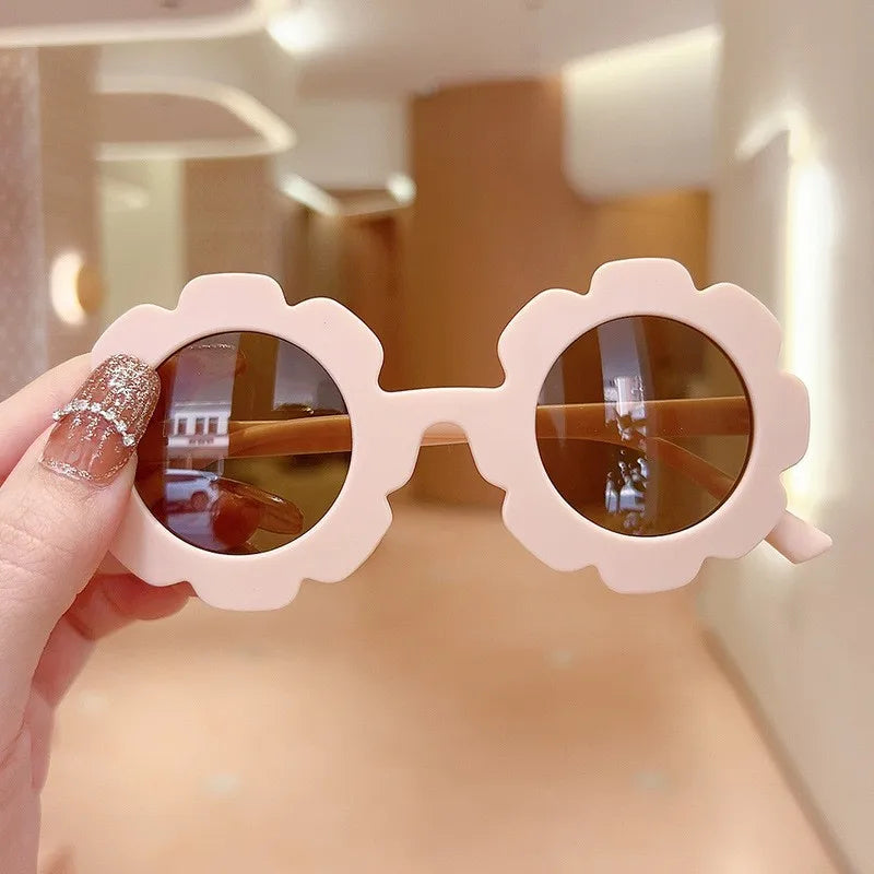 Lunettes de soleil mignonnes à fleurs pour enfants, cadre pour documents bonbons, protection UV extérieure pour garçons et filles