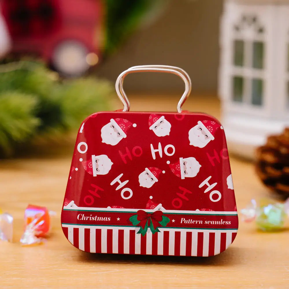Metal storage box for Christmas decoration, handbag shape, 18 jars, jewelry case, children's gift, storage boxes, open Christmas party, 2024