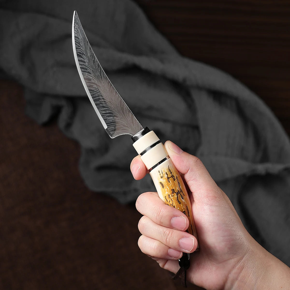 Couteau utilitaire de cuisine en acier inoxydable, avec manche en bois, couteau à Steak, désosage, couteau à viande, couteau à fruits avec couvercle cadeau ﻿